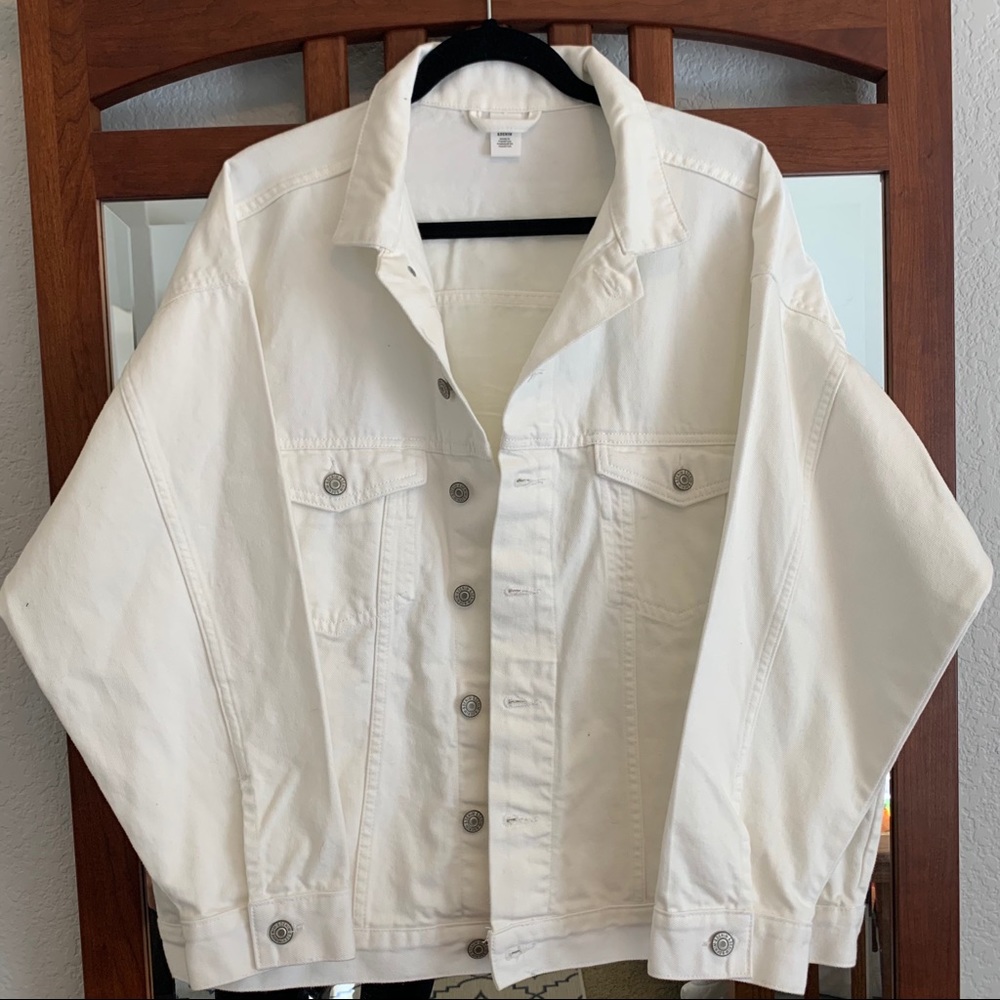 Oversized white denim jacket